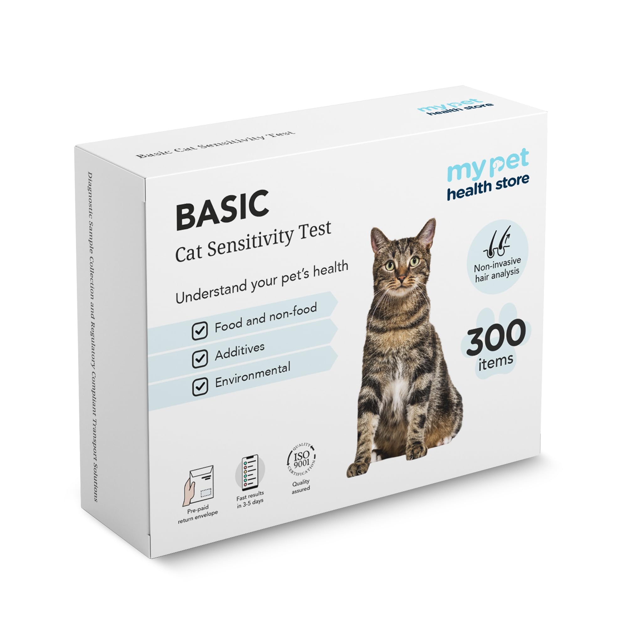 My Pet Health Store Allergen Sensitivity Test - Home Cat Allergen Test | 300 Items | Fast 3-5 Day Results | Gentle Fur Sampling | Comprehensive Food &