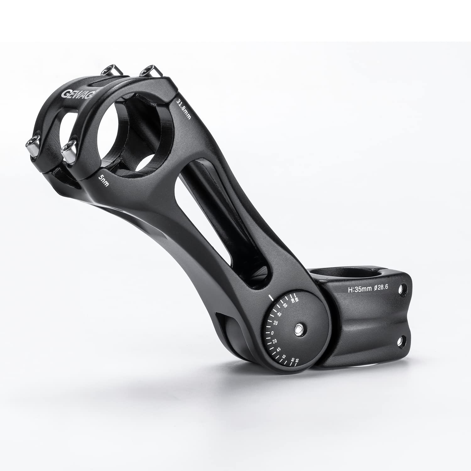 GEWAGE Regulowany mostek rowerowy, wspornik kierownicy o średnicy 31,8 (1-1/4"), stop aluminium, adapter wysokości do większości rowerów MTB, rowerów wyścigowych, BMX, e-bike