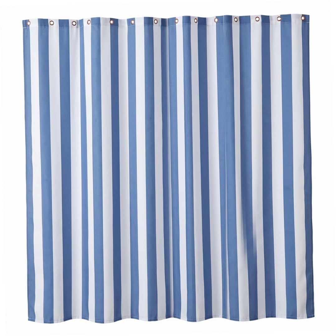 Rideau rayé bleu et blanc vintage en tissu imperméable
