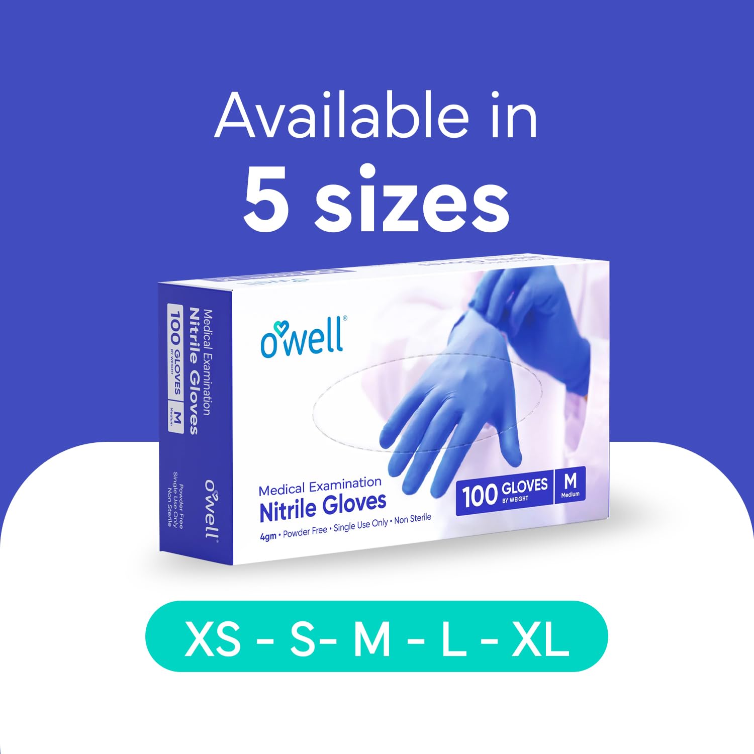 OWELL® Blue Medical Exam Nitrile Gloves - 4 Mil, Powder-Free, Latex - View #5