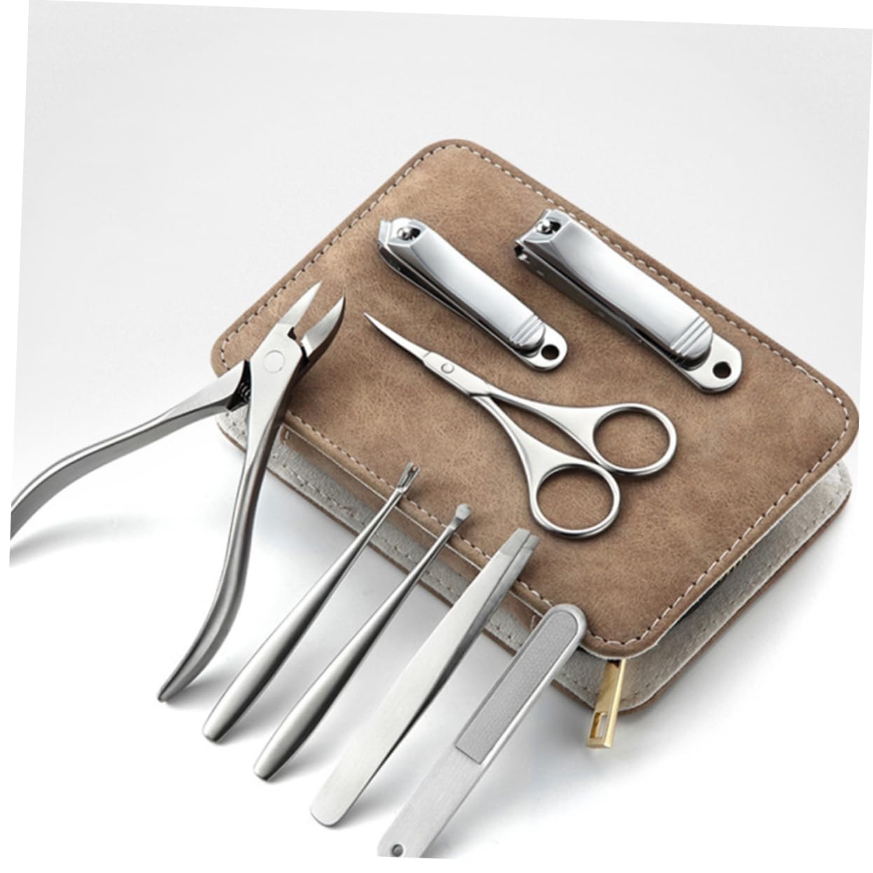 Kit Manicure Professionale Tronchesino Unghie Piedi Professionale 8 Pezzi in Acciaio Inossidabile, Borsa in Pelle Pu, per Casa e Salone