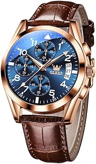 メンズ 腕時計 軽量 うで時計 防水 男性用-アナログ クオーツ 軽量 腕時計 ブラウン 紳士 日付 曜日 クロノグラフ ブルー