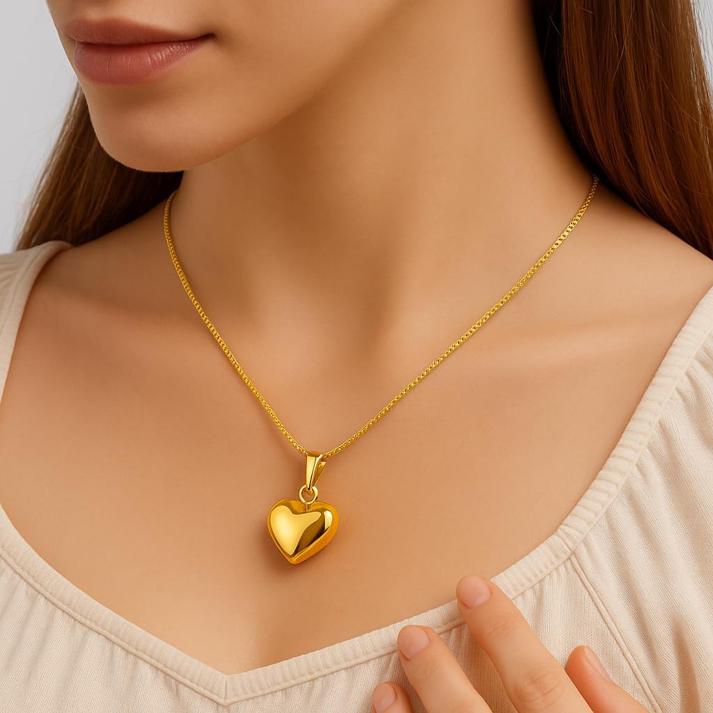 Dainty 14K Gold Plated Heart Necklace for Women - Diamond-Cut Cubic Zirconia Faith Pendant, Adjustable Chain, Spiritual Love Gift for Her