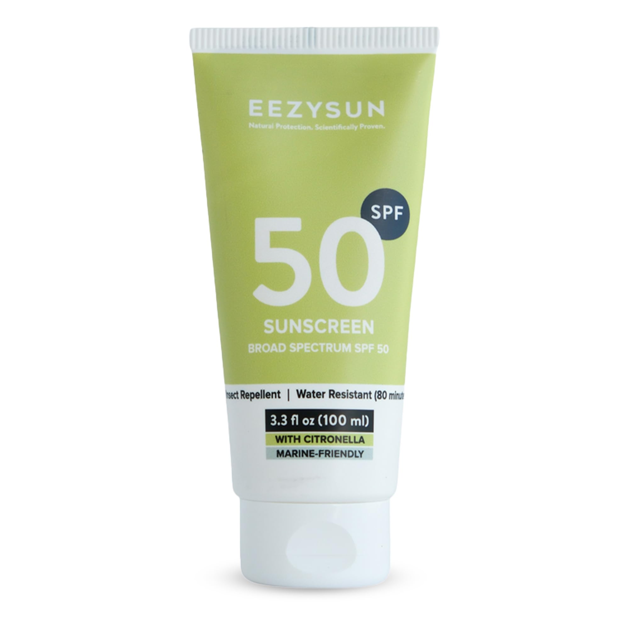 EEZYSUN SPF 50 Sunscreen and Insect Repellent - Water-Resistant Sunscreen Travel Size & Bug Repellent with Citronella Oil, Lemongrass, and Neem Oil - Reef-Safe Bug Repellent Outdoor - 3.3 fl oz