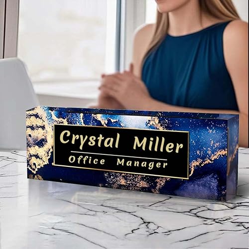 Miniatura 2 de Placa de nombre personalizada para escritorio de oficina, placas personalizadas para escritorios sobre cristal acrílico, placa de nombre decorativa,
