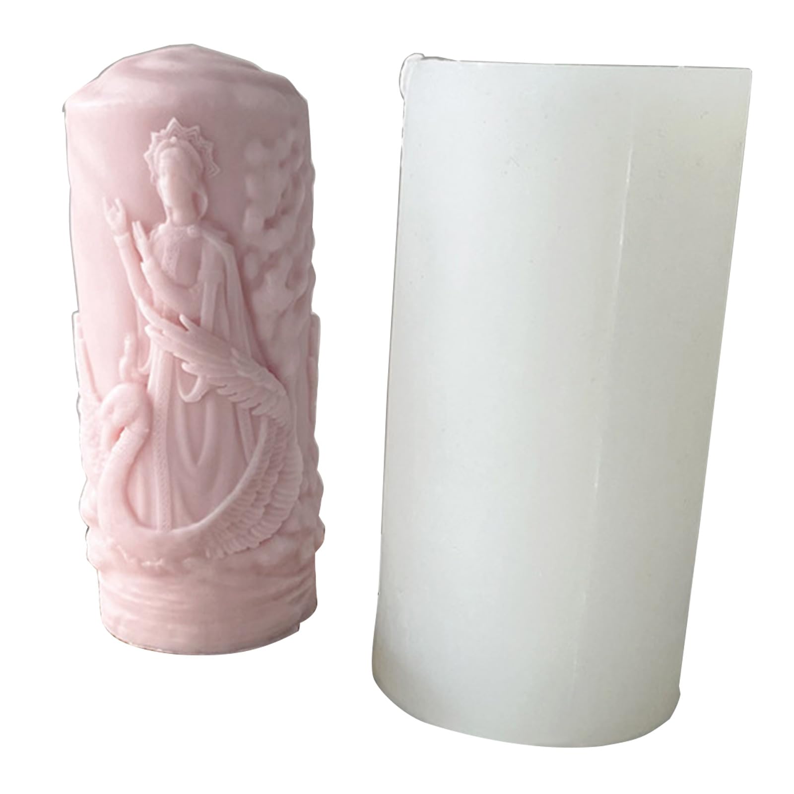 Tsophreniq 3D Silicone Soap Mold Classical Relief Cylinder for Craft Cake Soap Dye Model Decoration Cylindrical Mold Silicone for Candles