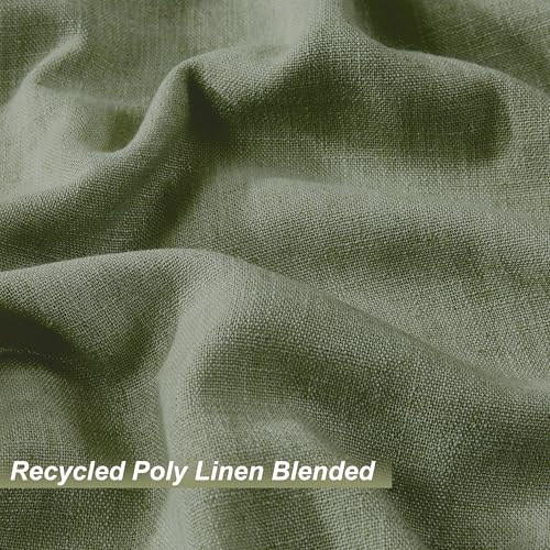 Image of Vision Home Dark Green Pinch Pleated Full Blackout Curtains Linen Blended Room Darkening Curtain Panels 108 inch for Living Room Bedroom Thermal Insulated Pinch Pleat Drapes with Hooks 40 inch Wx108 Lx2
