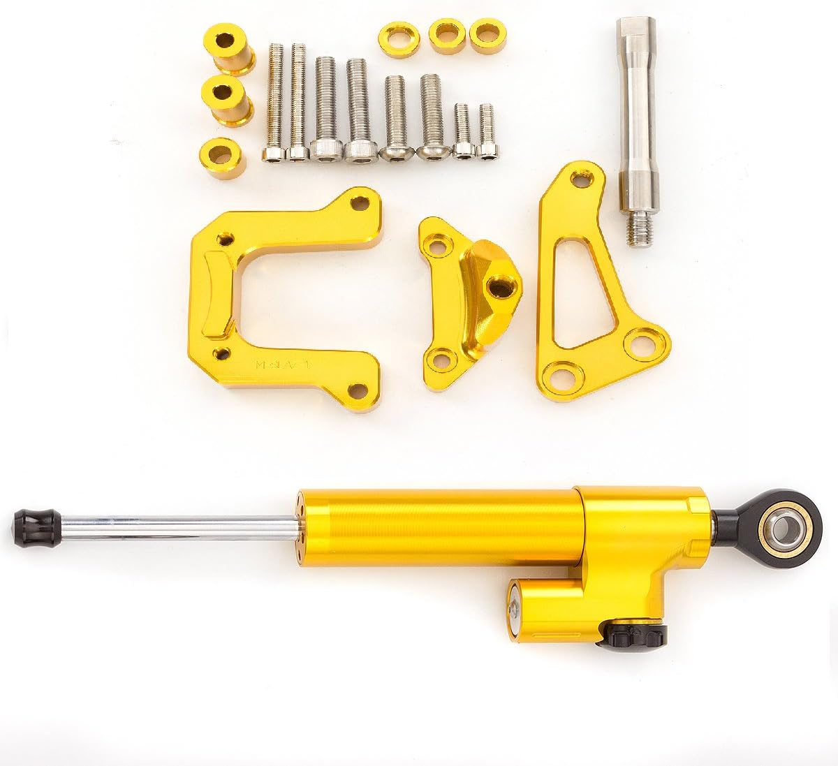 FXCNC Motorcycle CNC Steering Damper Stabilizer Buffer Control Bar With Mounting Bracket Kit Full Set Compatible with M-SLAZ 150 MT-15 MT15 All Year