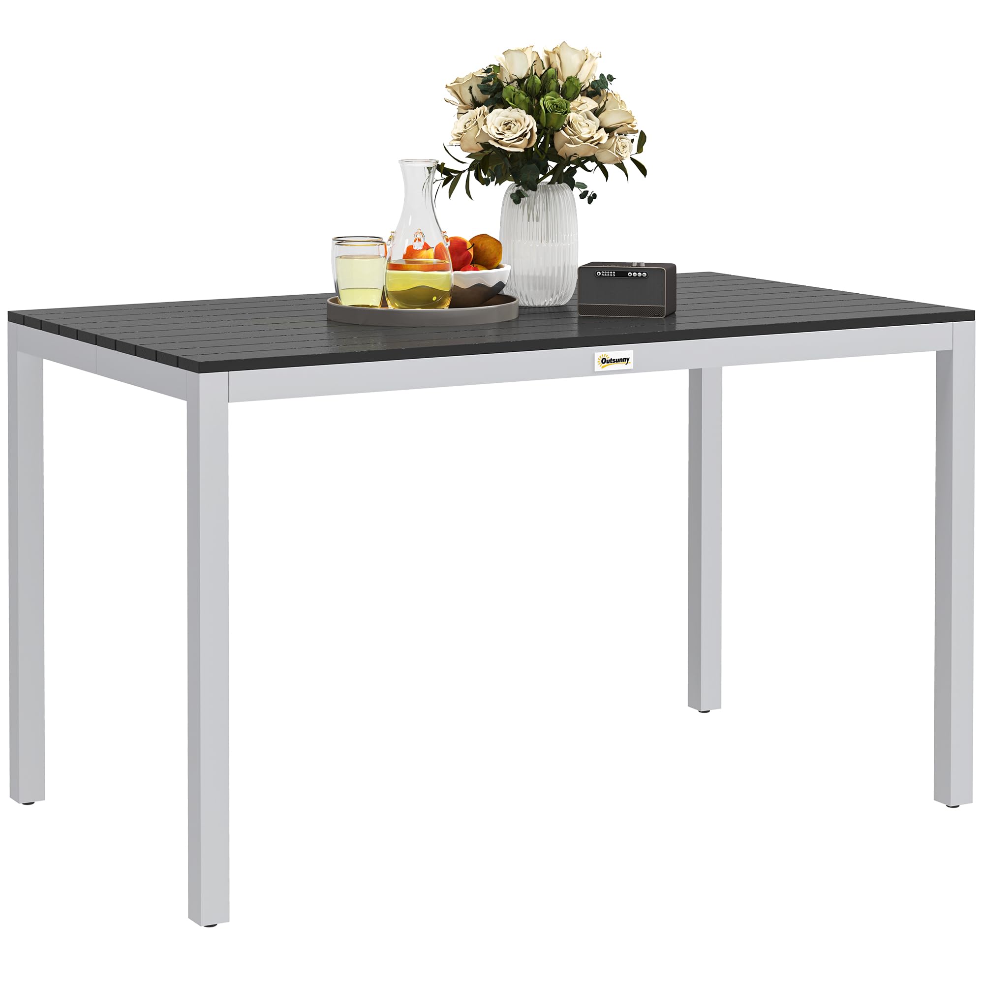 Outsunny Table à Manger de Jardin pour 4-6 Personnes 120 x 70 x 72 cm Noir