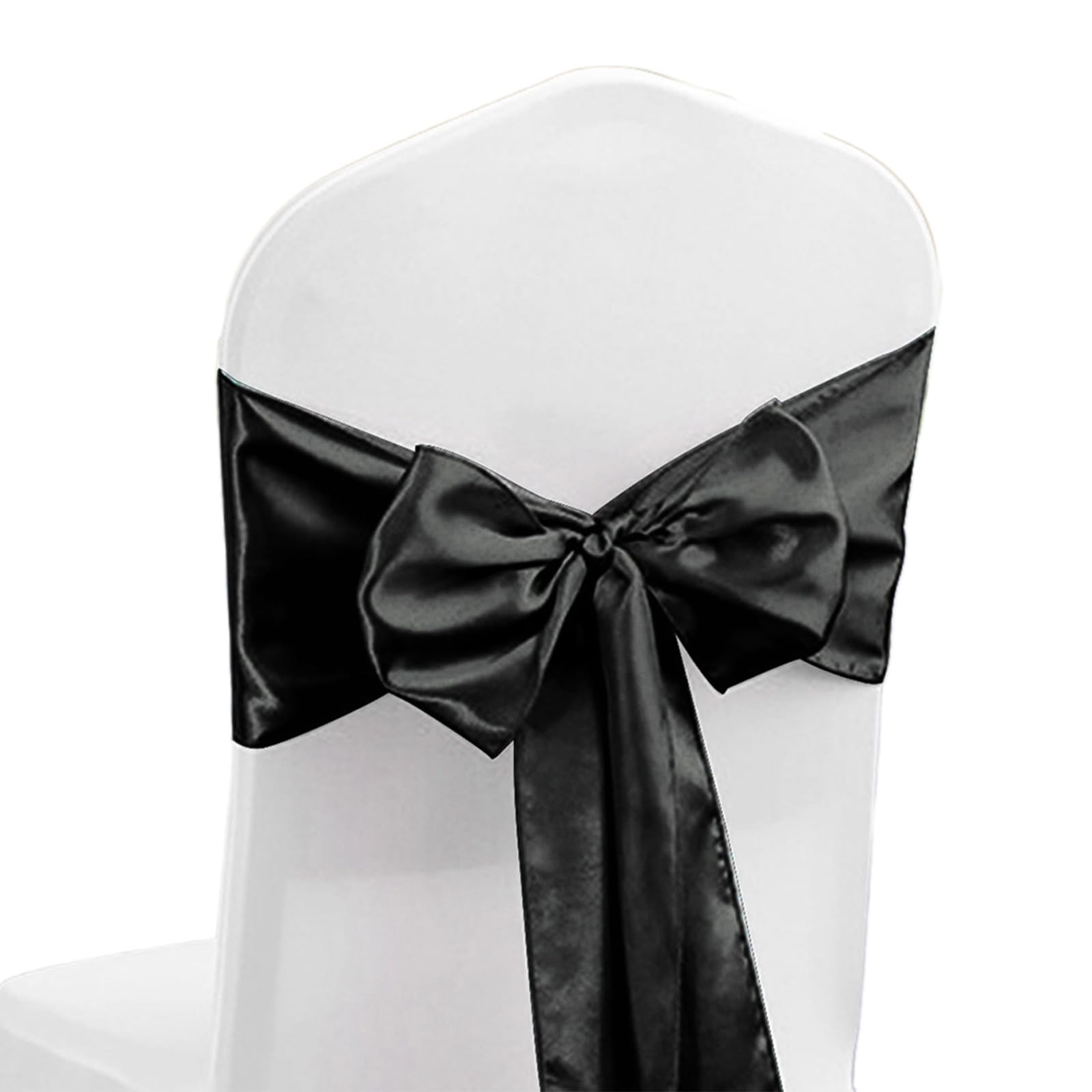 Msioytog Satins Chair Sashes Bows for Wedding Banquet Decoration Elegant Stretch Ribbon Bows Tie Chair Back Decors Wedding Decorations