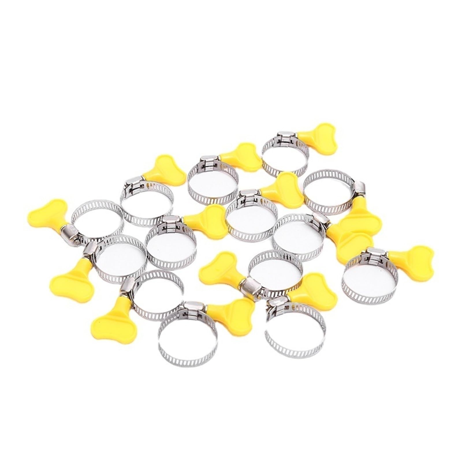 Lot de 5 colliers de serrage en acier inoxydable avec poignée en plastique pour tuyau d'arrosage de jardin, maison, voiture (16-25 mm, 5 pièces)