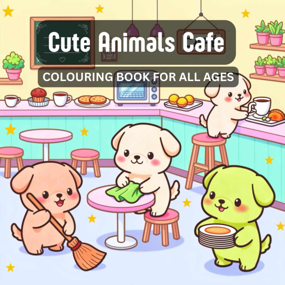Cute Animals Café Coloring Book: Relaxing Coloring Pages for Kids & Adults | Adorable Animal Café Scenes to Color and Relax | Cute Café Animals for Fun and Relaxation (Cute Cozy Coloring Books)