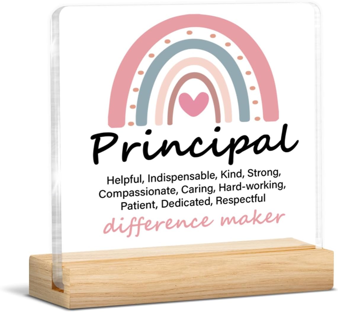 Principal Gifts for Women Men, Gifts for School Principal Difference Maker Clear Acrylic Desk Decorative Sign Home Office Decor