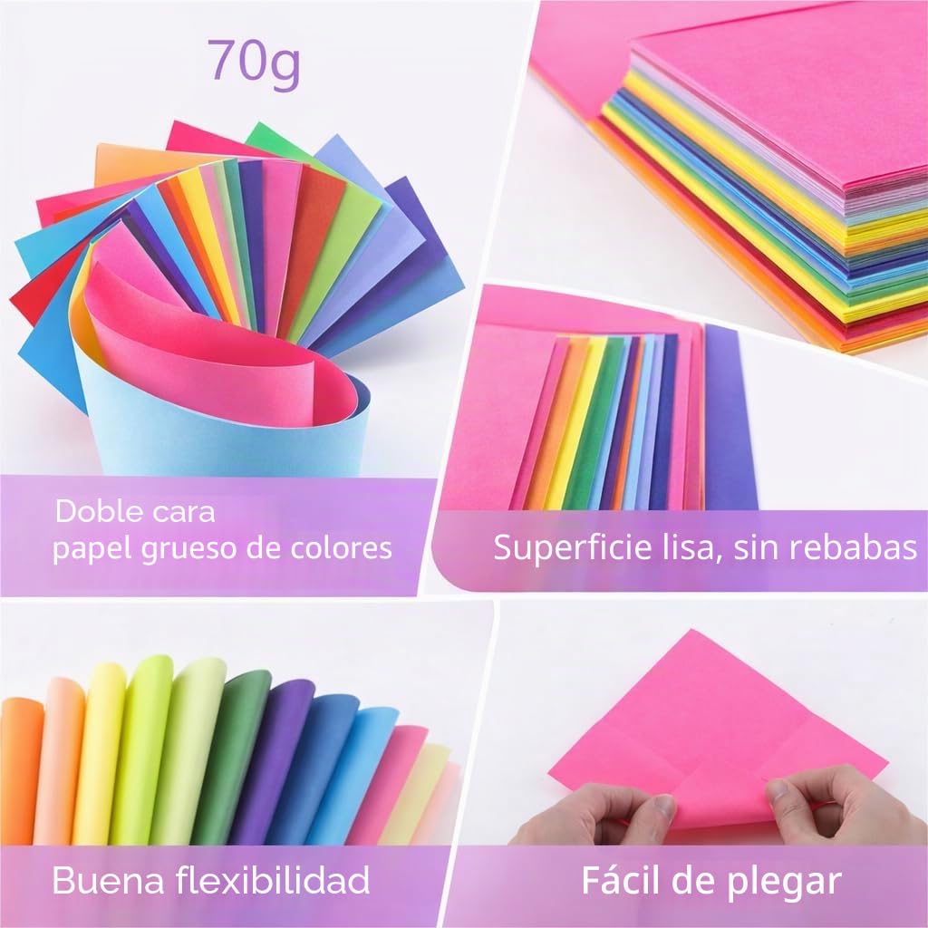 Papel Origami 300 hojas 20 Colores 20x20 cm Doble Cara para Manualidades
