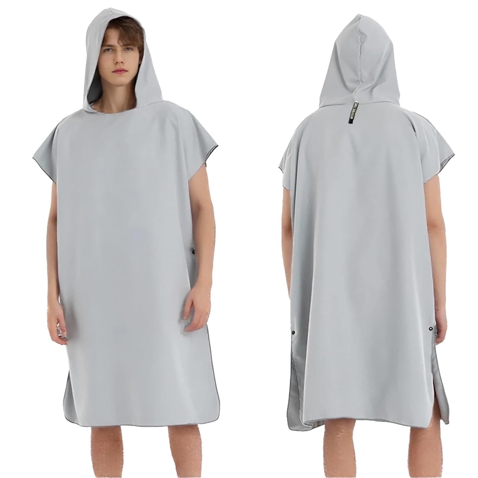 Bata para el Cambio Toalla con Capucha for Hombre y Mujer, for Nadar, Playa, Viajes, Secado rápido, Bata de baño, Poncho Surf(Light Grey)
