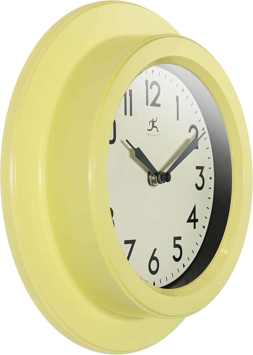 Infinity Instruments Retro Escape Plastic 9.75" Indoor Wall Clock with Silent Movement, Yellow