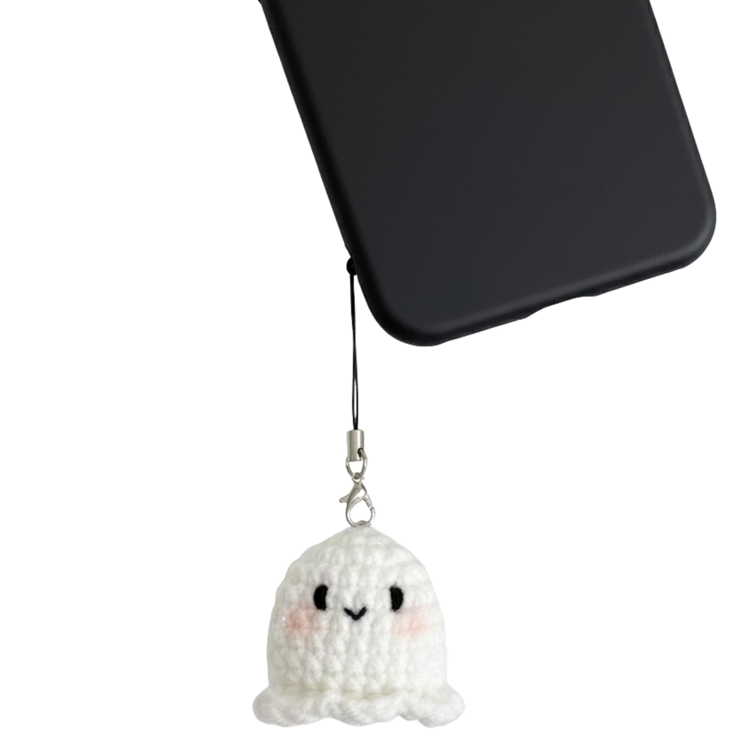 SNOWY SHOP Cute Ghost Phone Charm – White Handmade Ghibli Aesthetic Kawaii Hanging Bag Strap & Keychain | Adorable Girly Accessory Gift for Girls & Women-image-21