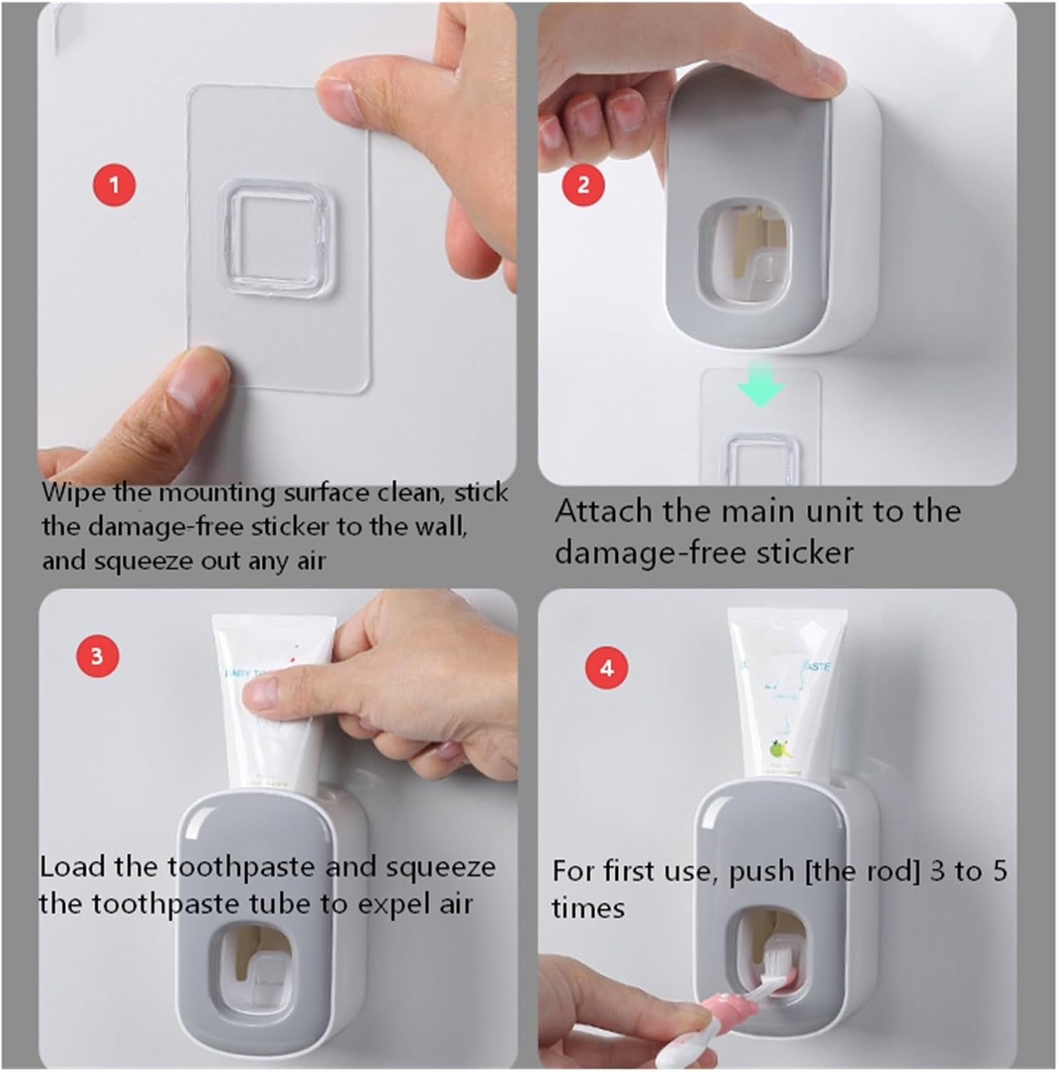 Automatic Toothpaste Dispenser Rack - Wall Mounted, Non-Contact Operation for Adults - Easy to Use, Durable ABS & Silicone(Gray)
