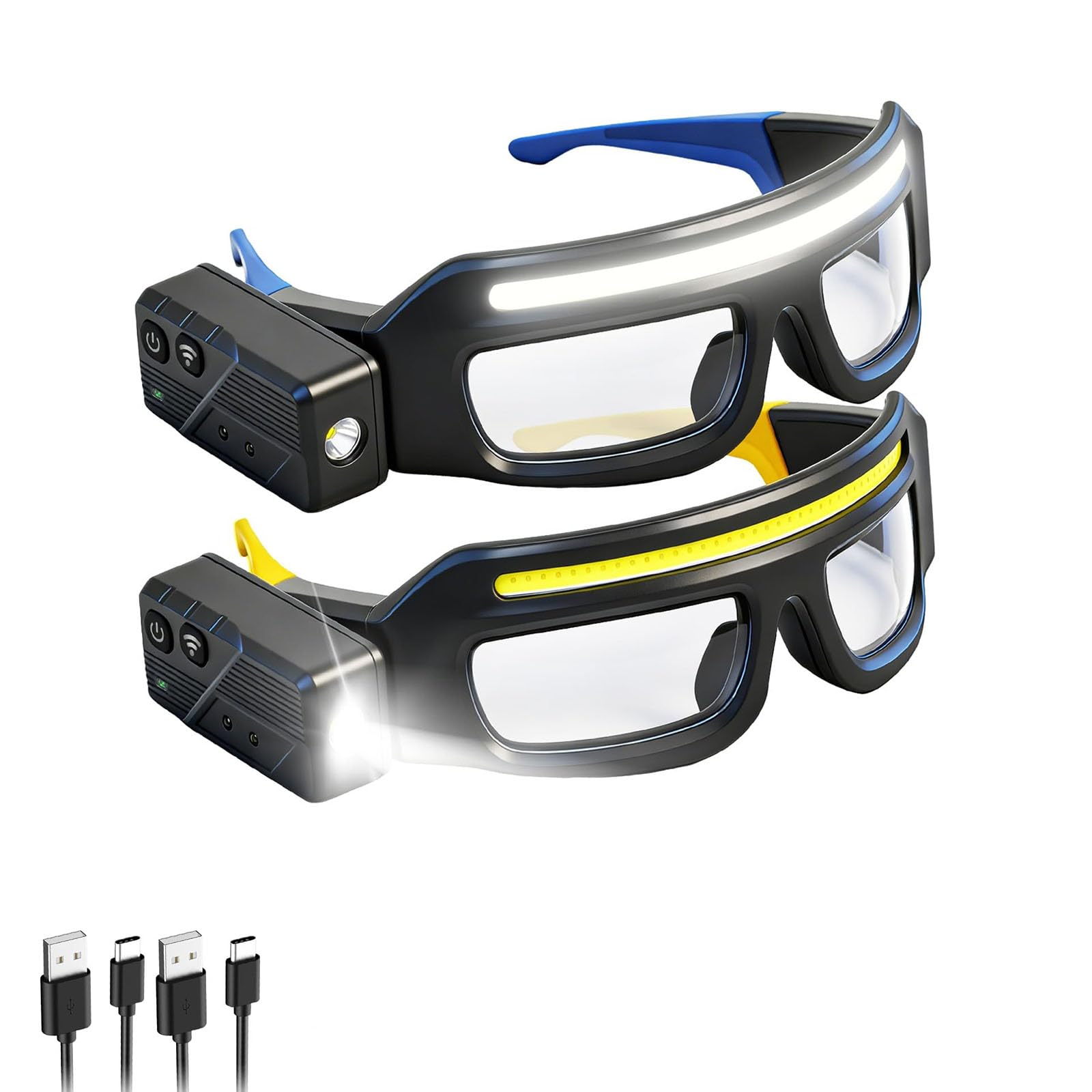 Lámpara frontal LED resistente con carga USB C y patrón de haz ajustable para camping, senderismo, ABS permanente