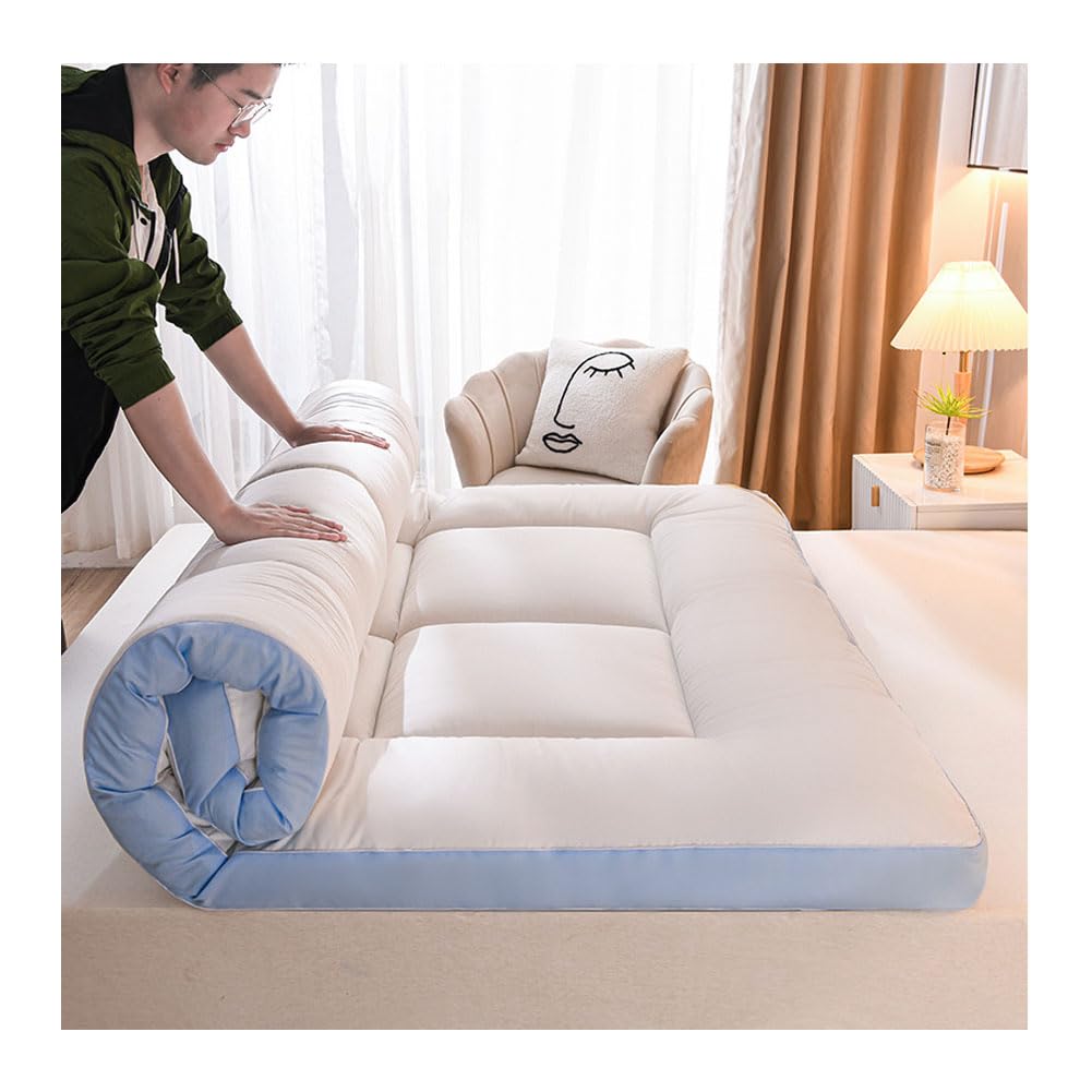 Ghygetrich Single Mattress, Double Mattresses Mattress Topper Super King Mattress Topper Thick Mattress Topper Double Futon Blue 150x200cm