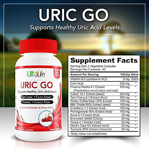 #1 Uric Go Uric Acid Cleanse Support Supplement + Tart Cherry, Chanca Piedra, Cranberry, Turmeric & Celery Seed Capsules - Detox To Flush Buildup & Fight G-O-U-T Flareups, Joint Discomfort & Stiffness #TOP2