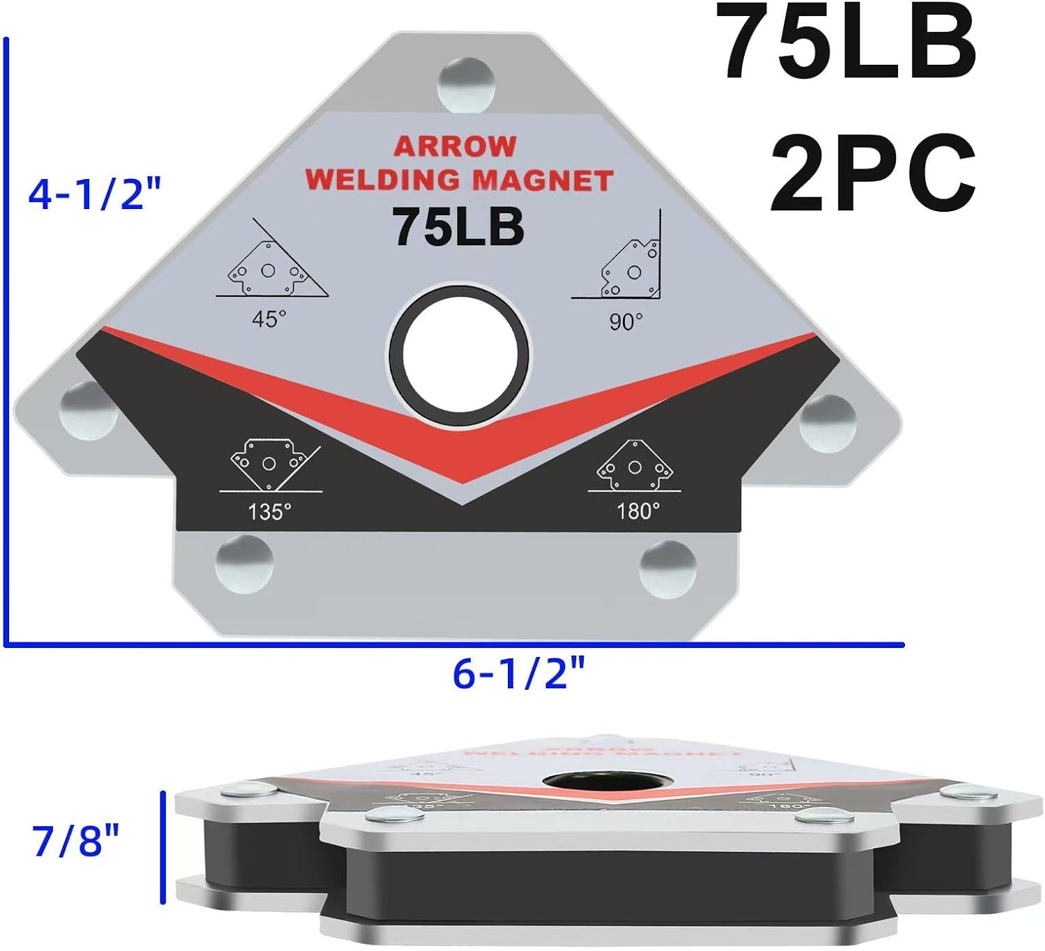 GUTIMORE Welding Magnets 25LB&55LB&75LB 6Pcs Welding Magnet Set, Magnetic Welding Holder, Holding Power Welding Accessories thumbnail