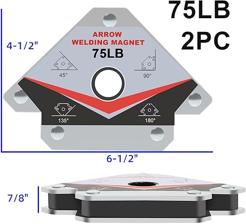 Miniatura 14 de GUTIMORE - Imán de soldadura de 55 libras, 3 unidades, soporte magnético de flecha y abrazaderas, ángulo de sujeción de ángulo de 45, 90, 135