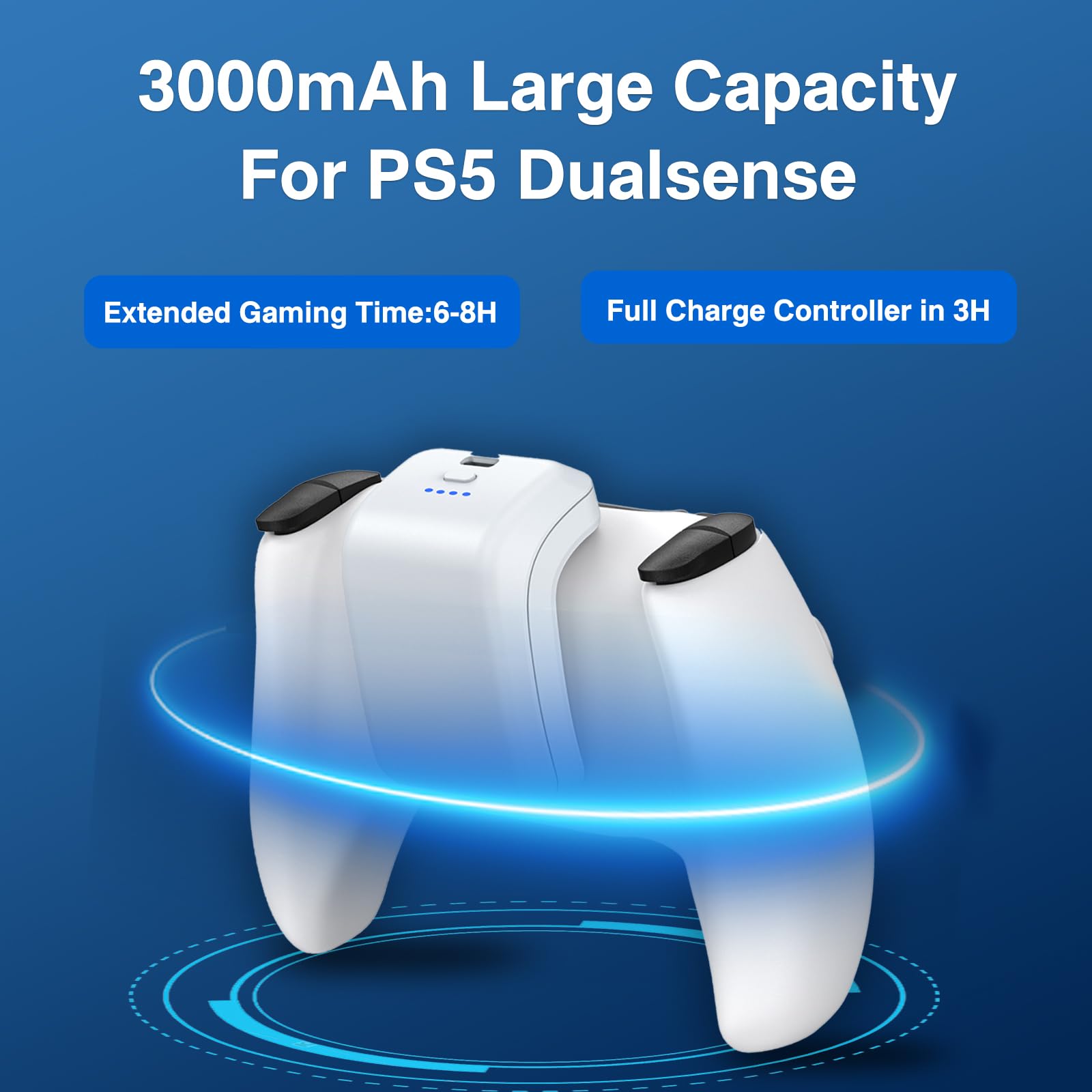 Lot de 2 batteries externes 3000 mAh pour manette PS5 Sony PlayStation 5 DualSense - Rechargeable - Avec câble de charge de type C