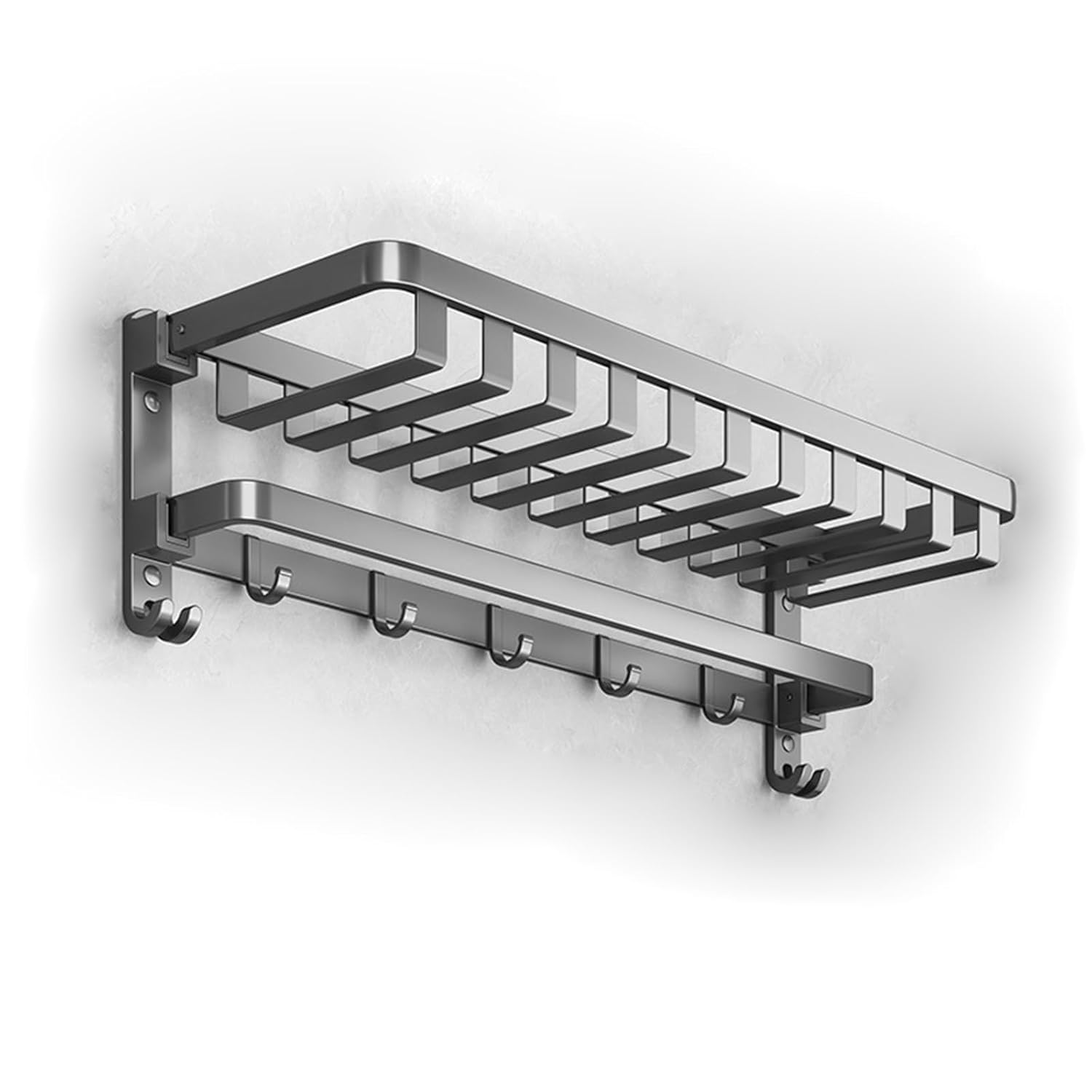 Lancher 24 inches Bathroom Shelf Tower Rack No Drilling Shower Rack with Towel Bar with Tower hooks Shower
