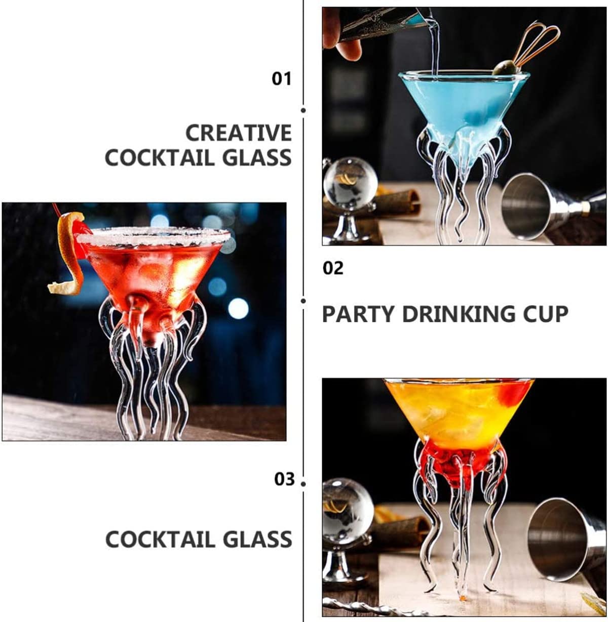 2 bicchieri da vino, bicchieri creativi da cocktail ad alto boro per