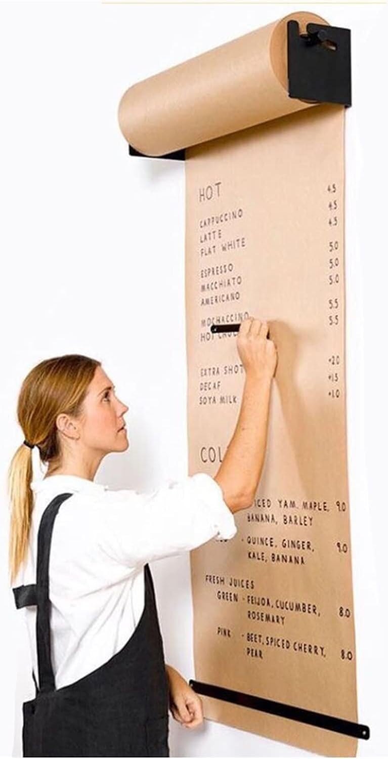 Dozownik I Obcinak Do Papieru W Rolkach, Papier Pakowy, Do Menu Kawiarnianych, Szerokość 37,67,97 Cm, Uchwyt Ścienny Do Tworzenia List, Czarny, Szerokość 97 Cm/38,1 Cala