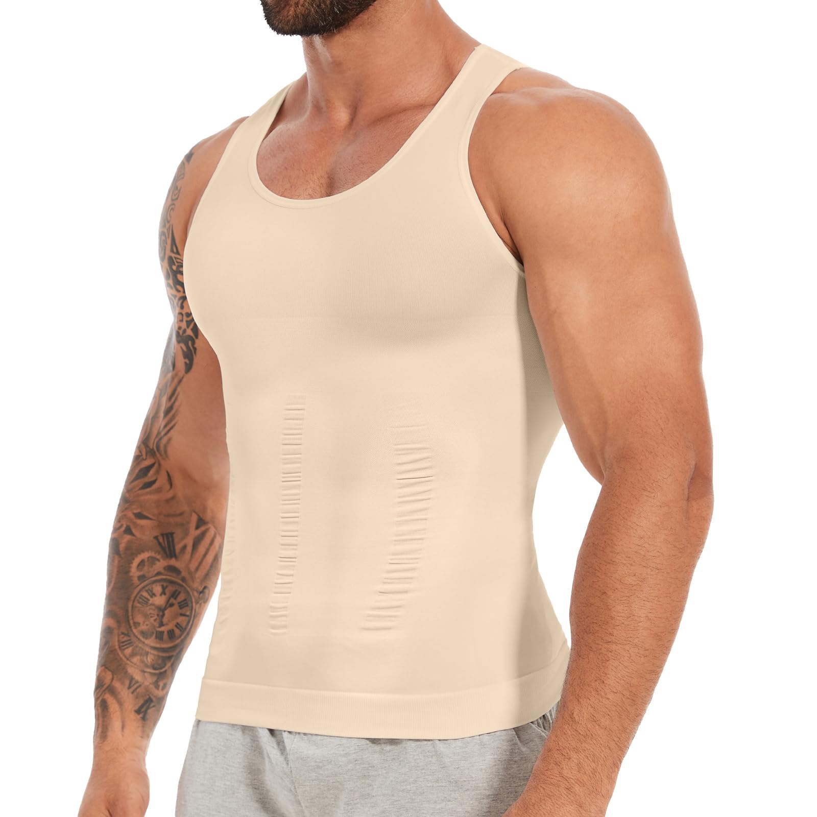 SLIMBELLE Body Shaper męski elastyczny podkoszulek męski Tight Compression Shirt modelująca talię modelująca figurę brzuch koszulka męska