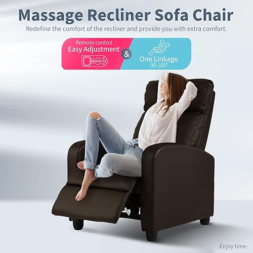 Miniatura 6 de HCY Silla reclinable, silla de masaje para sala de estar, muebles de cine en casa, sillas planeadoras modernas con respaldo de ala, sofá individual