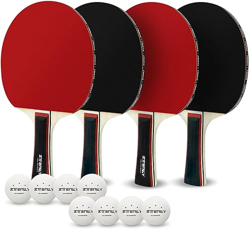 ZTTENLLY Ping Pong Paddles Set of 2 or 4 with Balls & Storage Case  Better Control  Sticky Inverted Rubber  Table Tennis Paddles Set for Indoor &