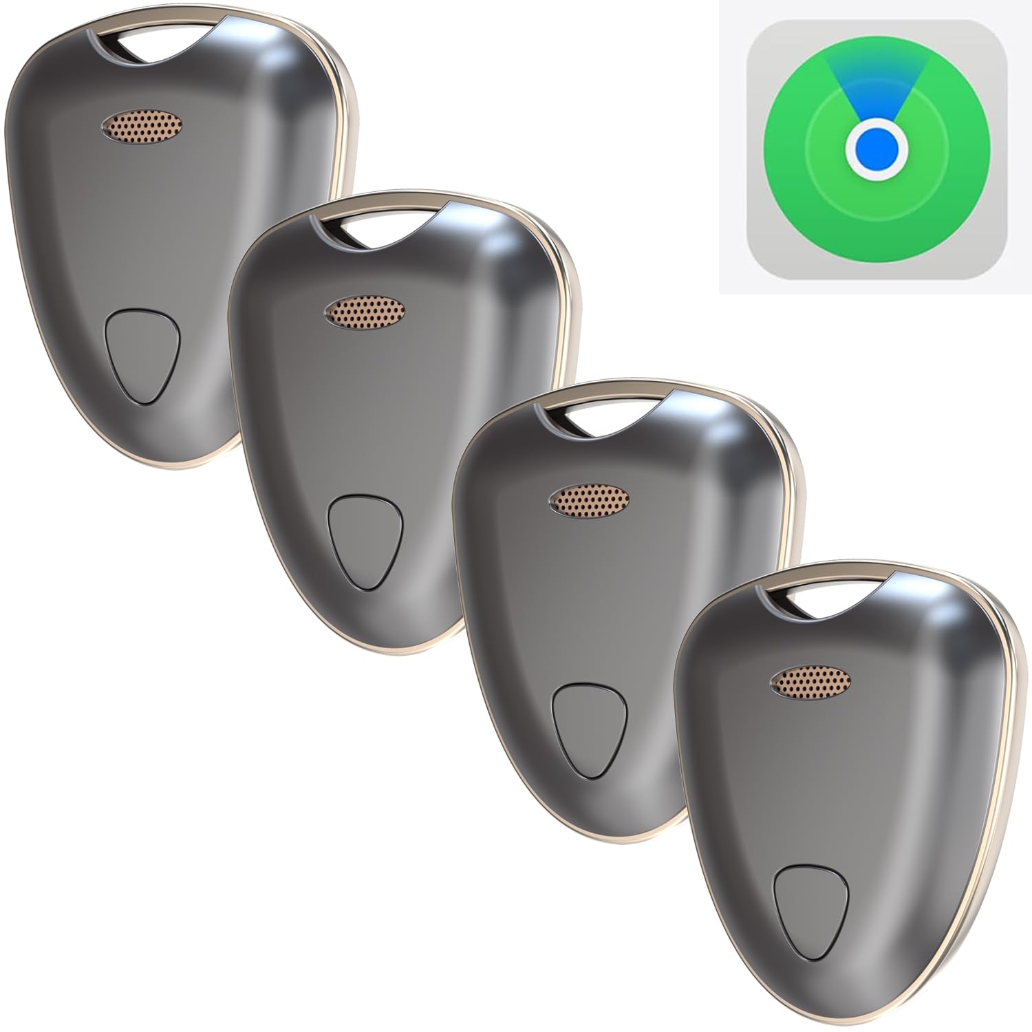 xQoops Smart Tracker Tag, Item Tracker Like Airtag Works with Find My(iOS only), MFi Certified, Key Finder, Item Locator, Bluetooth Luggage Tracker for Bags, Keys, Wallets IP65 Waterproof(Gray-4Pcs)