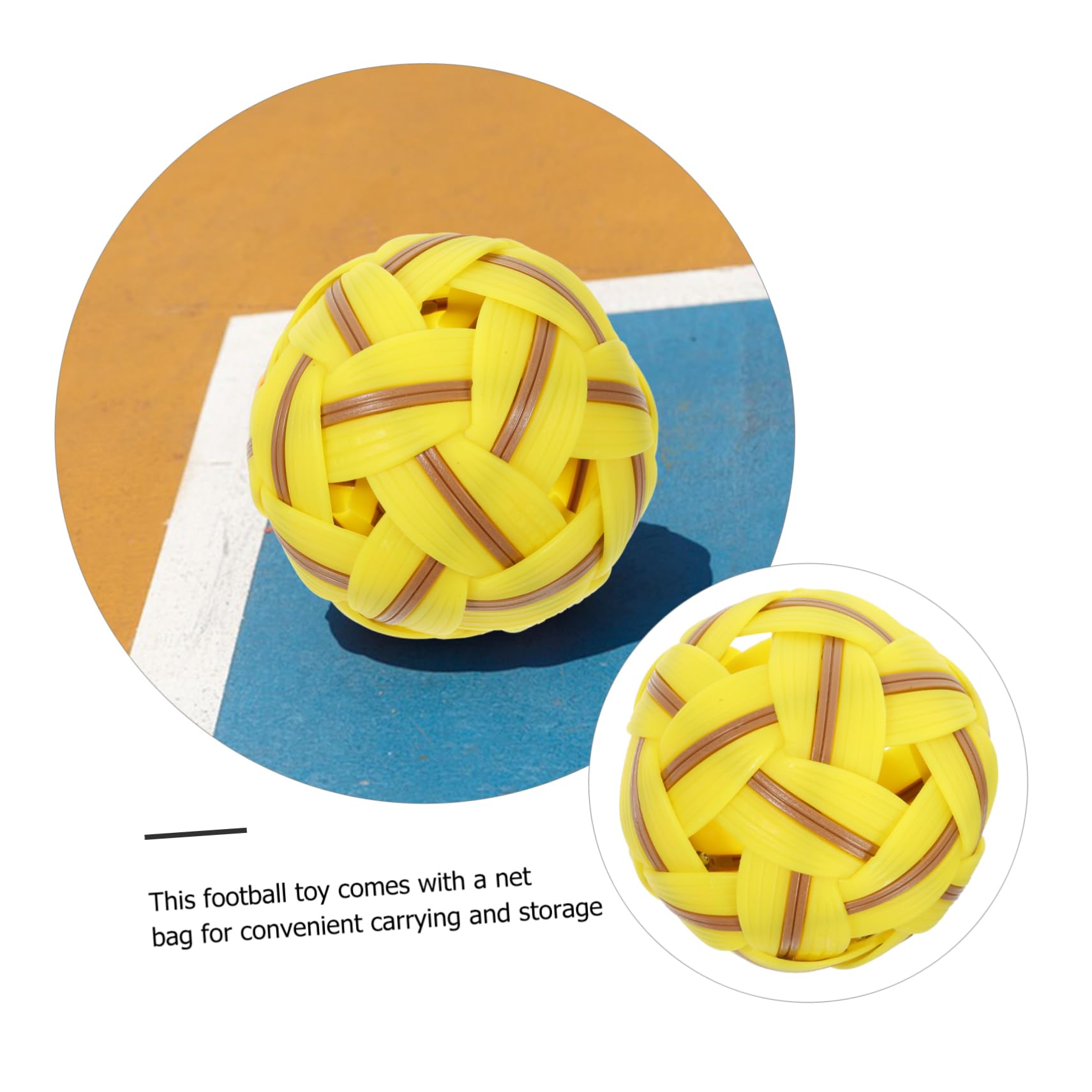 VICASKY Juguete de Fútbol de Plástico Resistente para Exteriores Bolsa de Red, Balón Tejido Amarillo Adecuado para Niños y Almacenamiento Fácil
