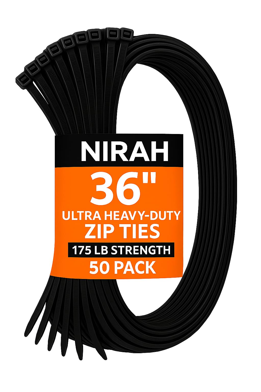 Nirah Large Zip Ties 36 inch (50 Pack), 175 LBS Ultra Heavy Duty