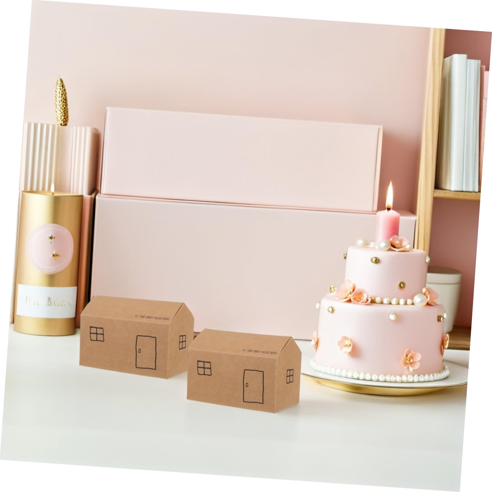 LOORGVEL Lot de 50 Boîtes à Bonbons en Papier Blanc de Maison Pliables, Légères et Élégantes, pour Fêtes D’anniversaire et Événements Décoratifs