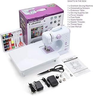 Sewing Machine by Galadim (12 Stitches, 2 Speeds, LED Sewing Light, Foot Pedal) - Electric Overlock Sewing Machines - Smal...