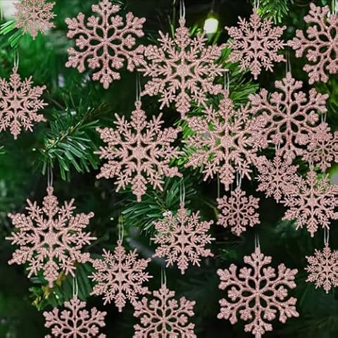 OuMuaMua Rose Gold Snowflake Ornaments Cover