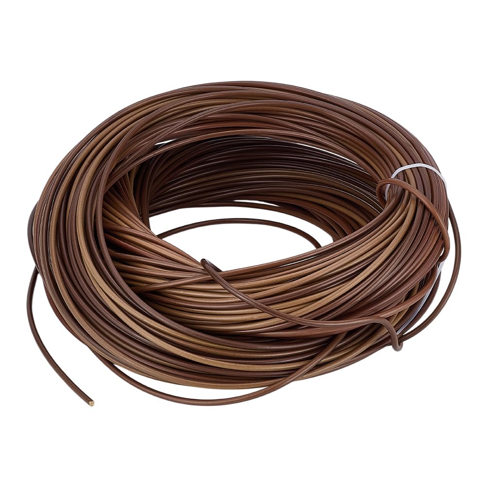 PH PandaHall Strisce di vimini da 60 m, in plastica e rattan, kit di riparazione rotonde da 3 mm, strisce in rattan marrone, strisce per lavori a maglia, per cestini, mobili da patio, fai da te