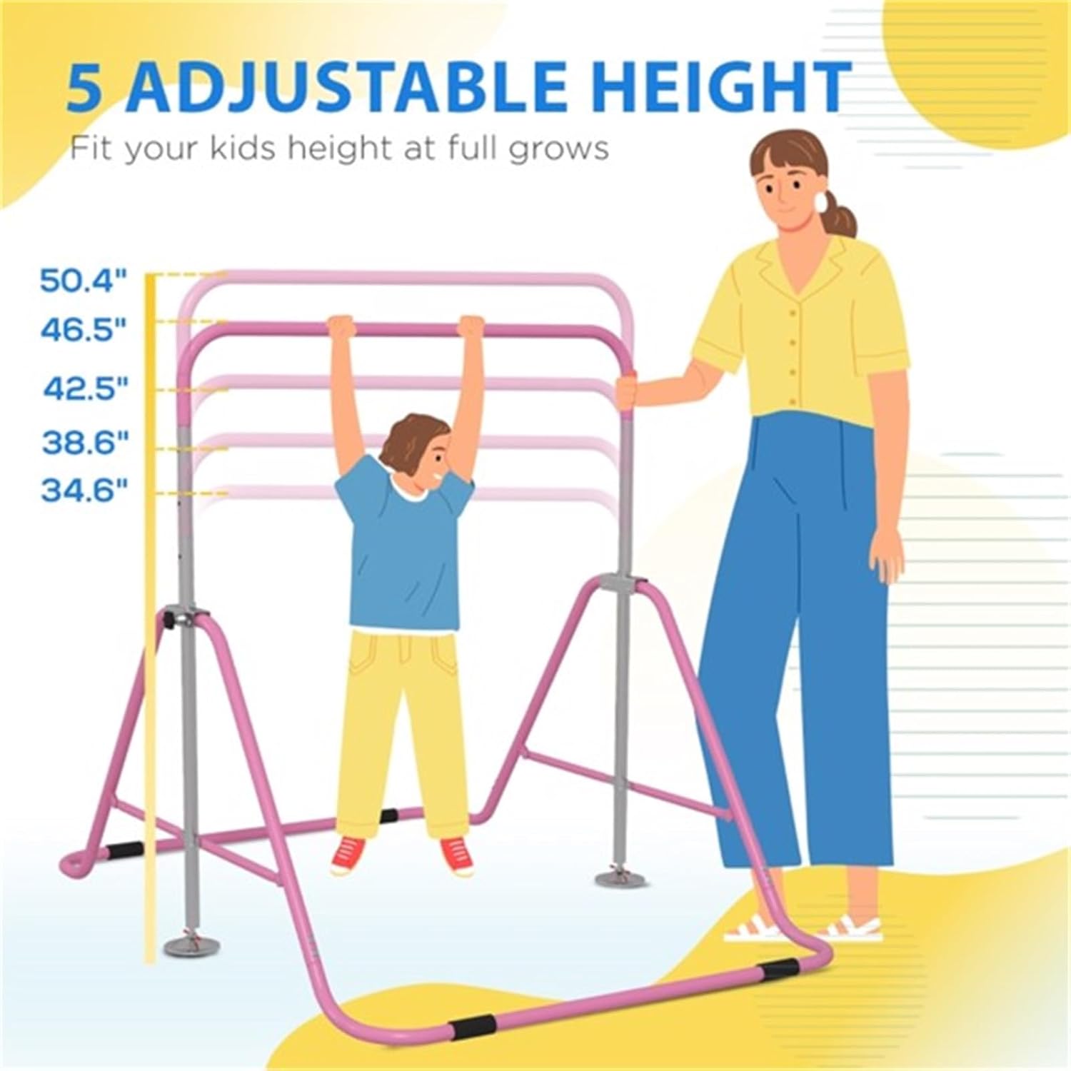 Children's Toys, Children's Entertainment Sports Equipment, Children's Horizontal bar Fitness Equipment, Exercise, Support Device, Good Stability, Height Adjustable, Pink