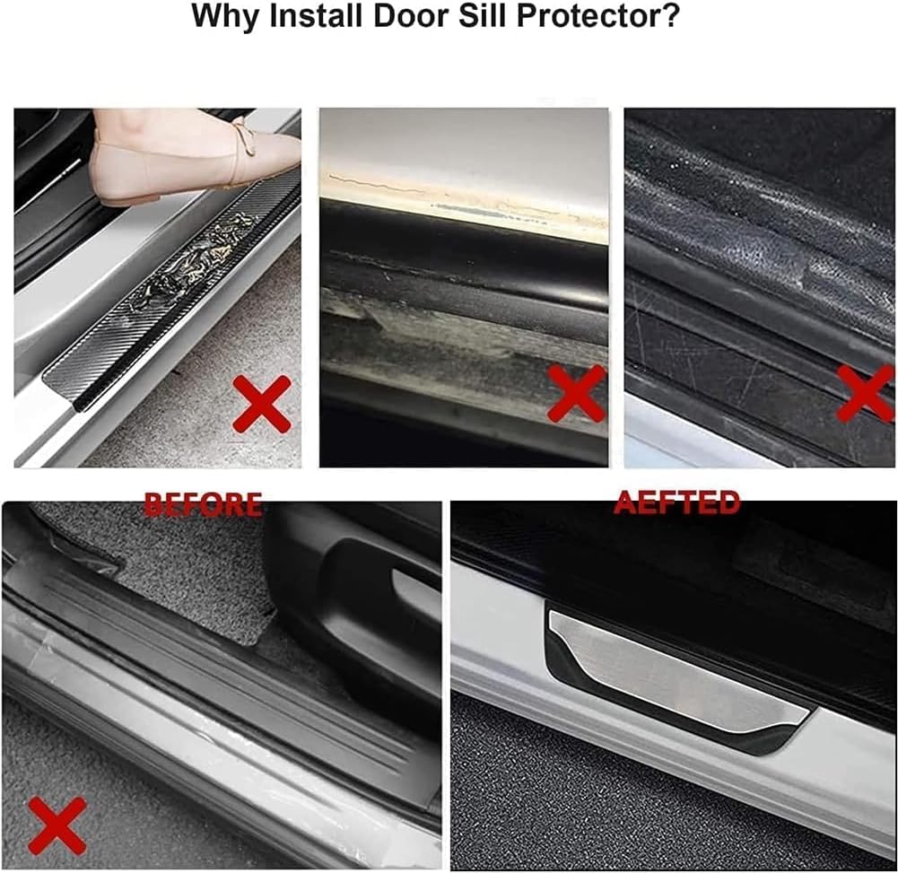 4PCS Car Door Sill Protector for Subaru Forester 1997–2025 2026 SGP, Red Stainless Steel Door Entry Guard Scuff Plate, Anti-Scratch Threshold Sticker, Automotive Exterior