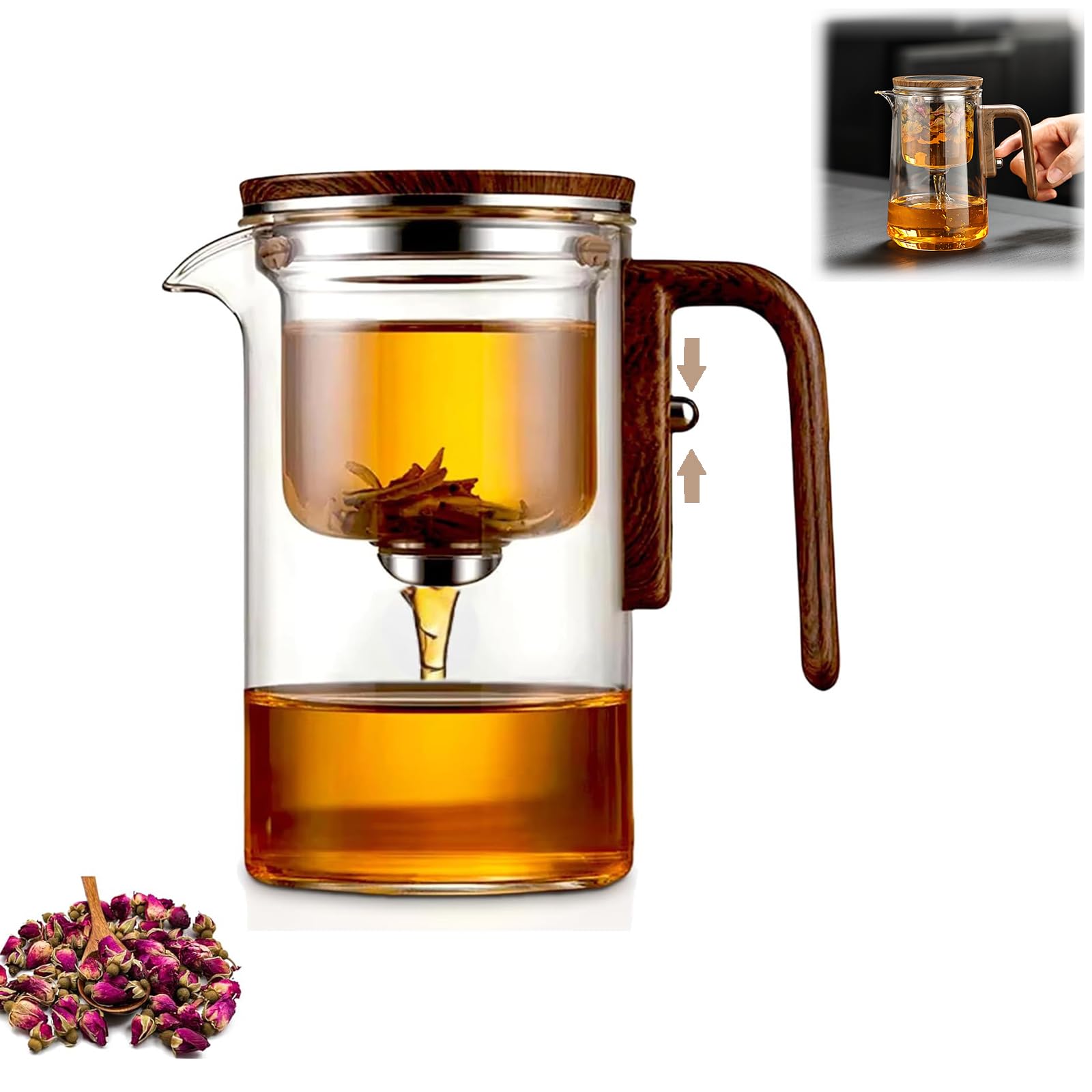 Enchanti Tea Pot- 800ml/27.1oz Enchantipot Magic Tea Pot With Strainer, Witchcraft Magical Enchanted Glass Teapot, Magnetic Filtration Pot with Handle, Loose Tea Witchcraft Teapot (27.1oz)