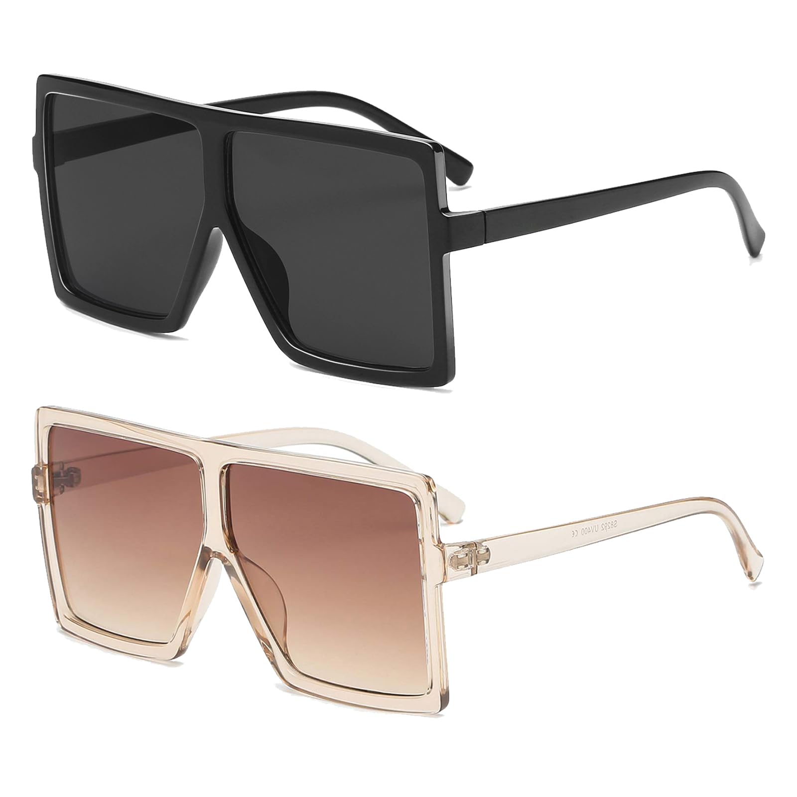 GRFISIA Square Oversized Sunglasses for Women Men Flat Top Fashion Shades