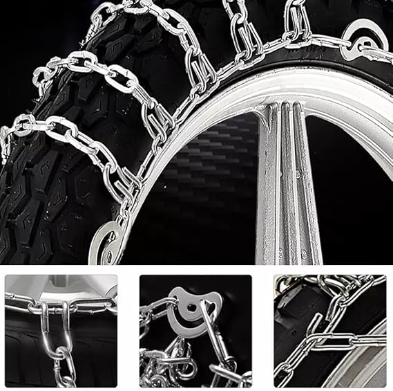 Reusable Anti Snow Chains,Portable Snow Tire Chain for Motorcycles,Emergency Snow Tire Chains Snow Tire Chains,Adjustable Anti Skid Tire Chains,Universal Tire Cable Belts for Motorcycles,Bicycles (A)