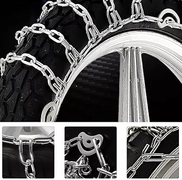 Reusable Anti Snow Chains,Portable Snow Tire Chain for Motorcycles,Emergency Snow Tire Chains Snow Tire Chains,Adjustable Anti Skid Tire Chains,Universal Tire Cable Belts for Motorcycles,Bicycles (A)