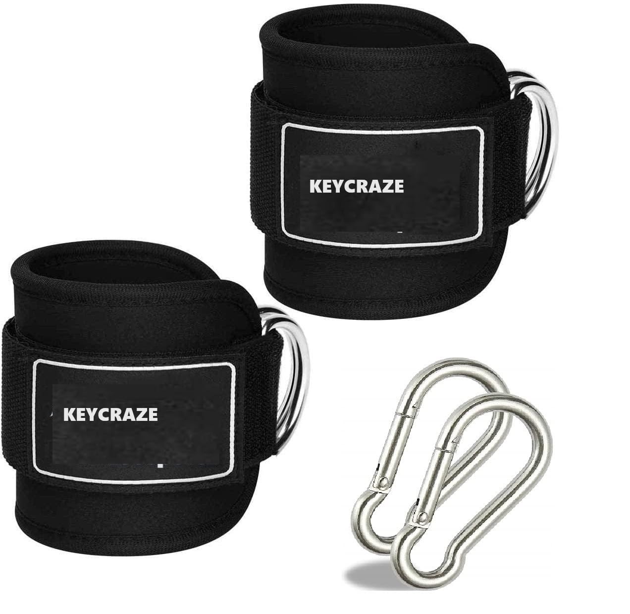 KEYCRAZE Ankle Strap for Gym Cable Machine (Pair)- Heavy D Ring Padded Ankle Band for Gym Workout | Cuff Attachment Kickbacks Leg Extensions Glutes Exercises for Men and Women (Black with Hook) (B0CVL9SLNB) Amazon Price History, Amazon Price Tracker