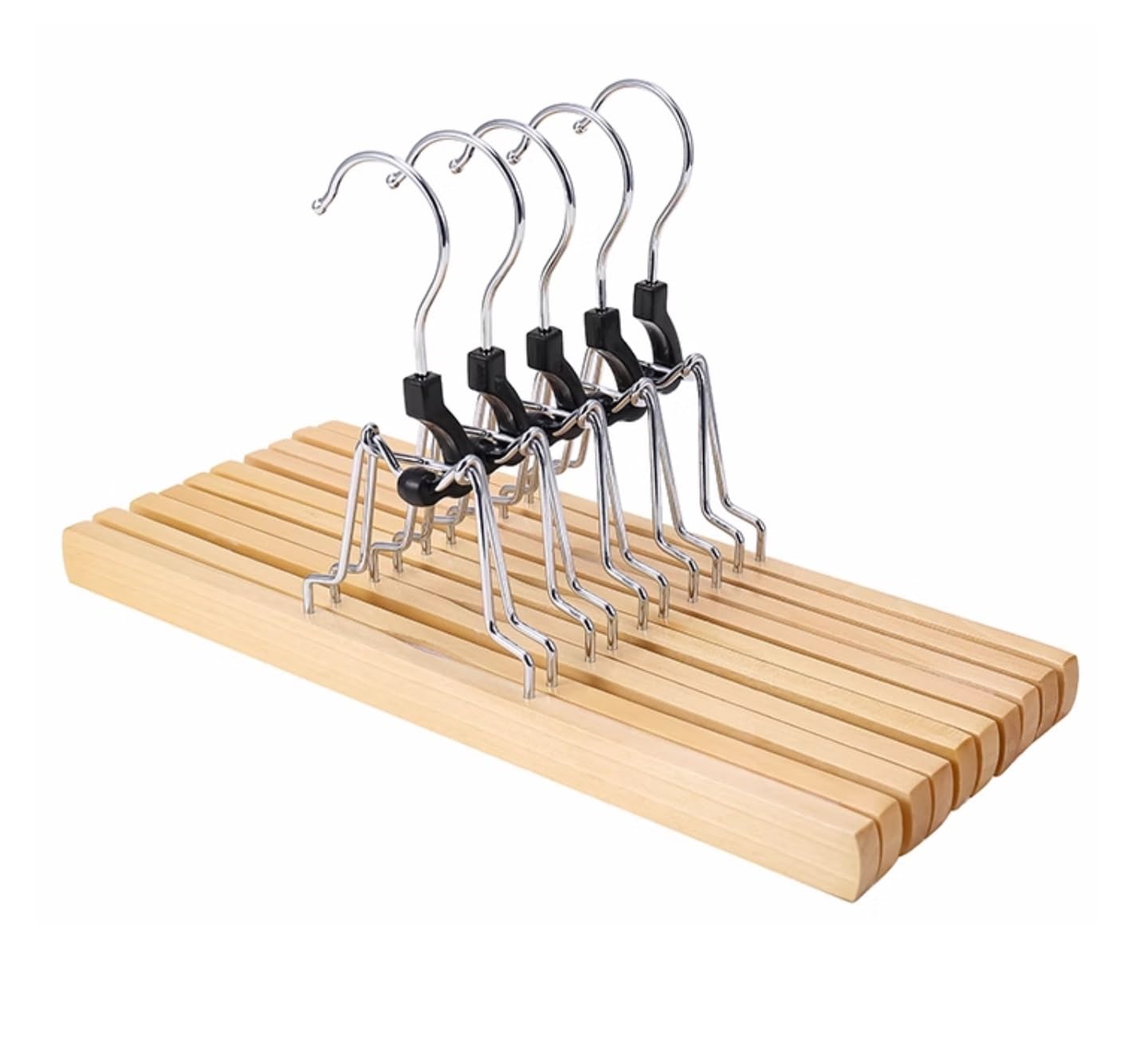 Perchas De Madera De 10 Piezas, Perchas De Madera Antideslizantes para Pantalones con Gancho De Rotación De 360 ​​Grados, Perchas con Clip para Pantalones para Sudadera