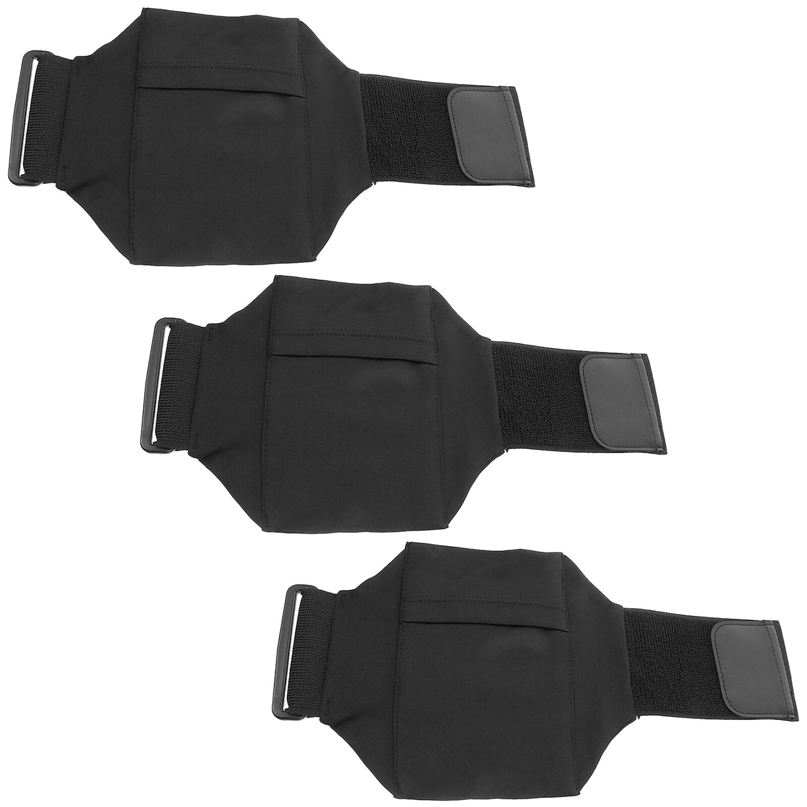 WOONEKY Lot de 3 Sangles Élastiques de Cuisse Noires pour Téléphone Portable Pochette Étanche pour Course à Pied Paquet Banane de Sport Léger et Ajustable Fitness et Running